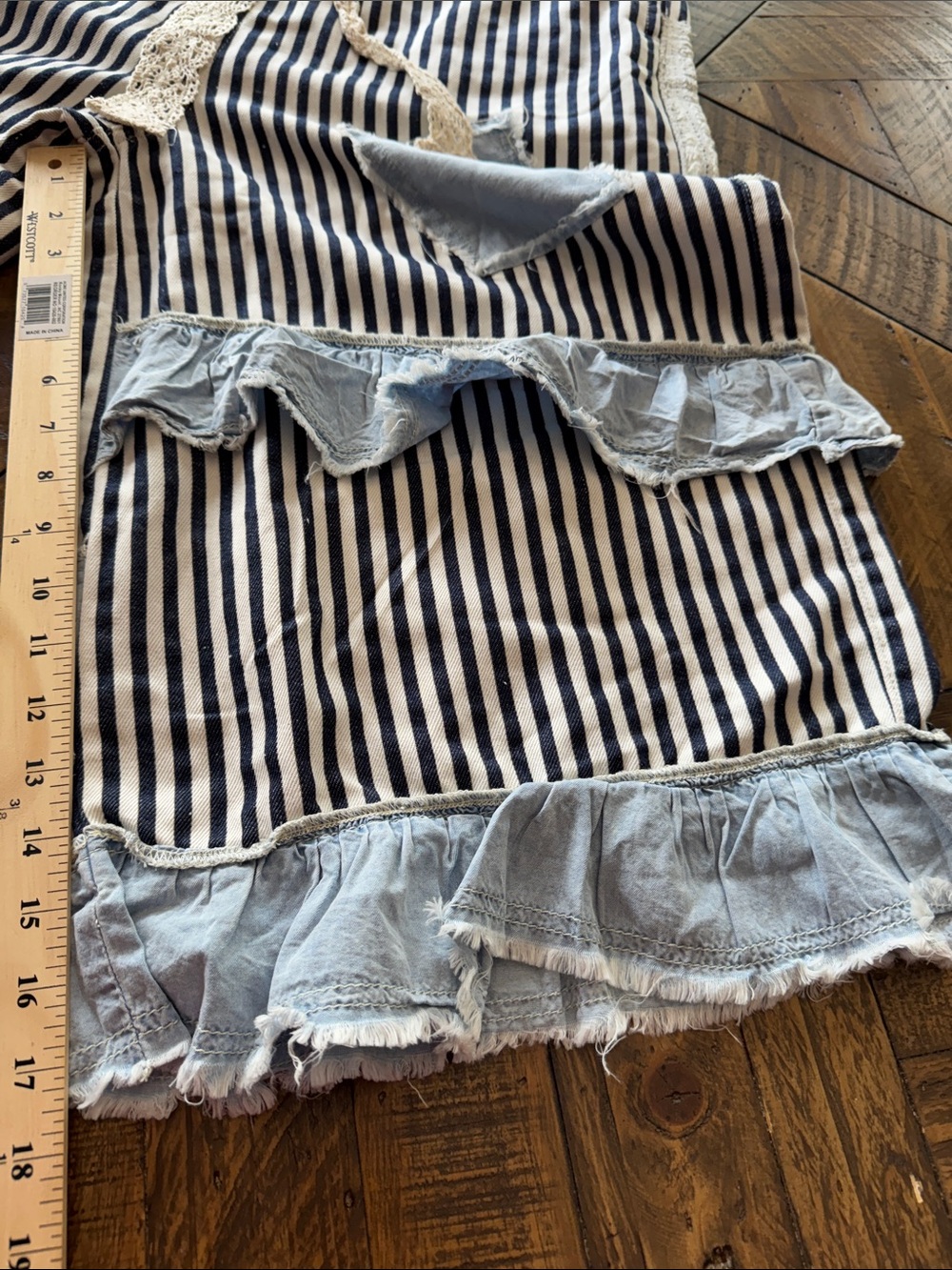 POL Striped Black & White Casual Cotton Capris with Lace Drawstring Sz Lg - Picture 8 of 10